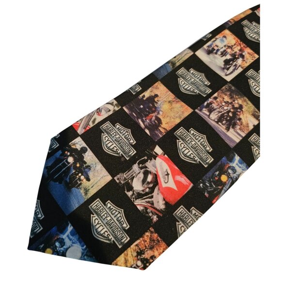 Harley-Davidson Ralph Marlin On The Road Tie 2001 Black Photographs Motorcycles - Picture 2 of 7